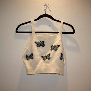 Topshop Butterfly Cropped Top